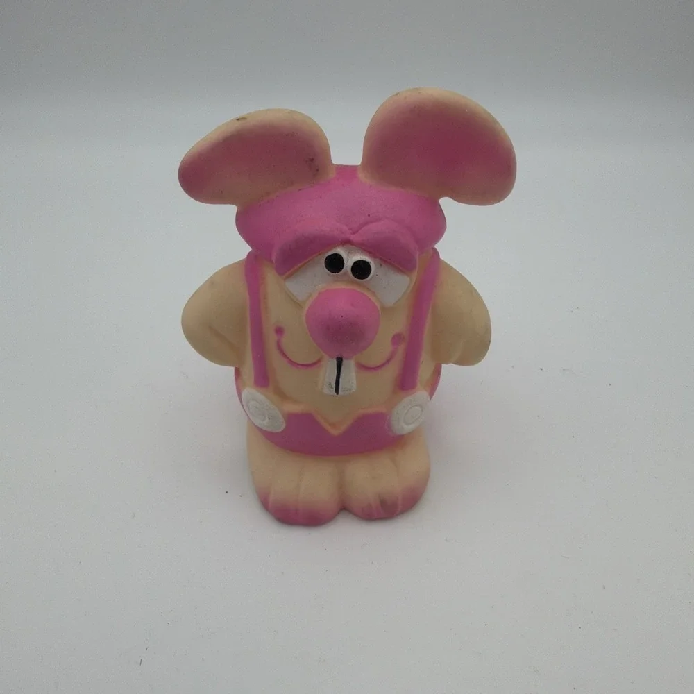 Vintage Easter Pink Squeaky Toy Bunny‎ Spearhead Industries 1983 Dudley Rabbit